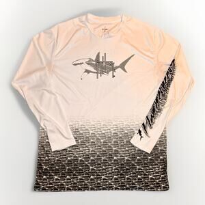 Guy Harvey Hammerhead Sharks Performance Fishing Shirt White Mens L